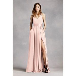 Vera Wang V-Neck Halter Gown Blush SIZE 2